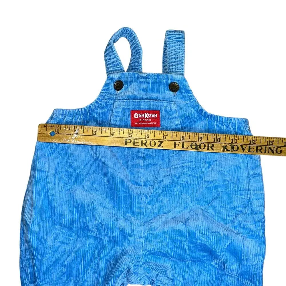 Vintage 80s OshKosh B'Gosh corduroy blue footed overalls baby size 6-9 months